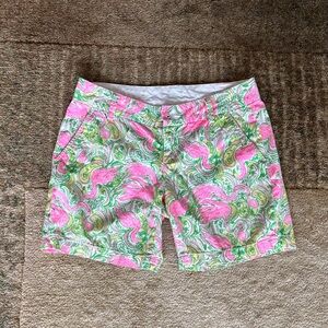 Lilly Pulitzer Jayne Shorts Pink & Green Flamingo Paisley